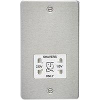 KnightsBridge Flat Plate 115/230V dual voltage shaver socket - brushed chrome with white insert