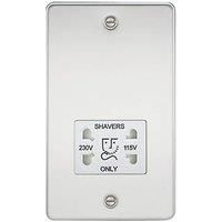 KnightsBridge Flat Plate 115/230V dual voltage shaver socket - polished chrome with white insert