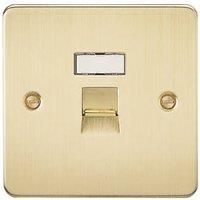 KnightsBridge Flat Plate RJ45 network outlet - brushed brass