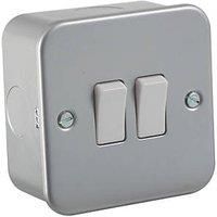 KnightsBridge 10A 2G 2 Way 230V Metal Clad Electric Wall Plate Switch