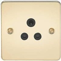 KnightsBridge Flat Plate 5A unswitched socket - polished brass with black insert