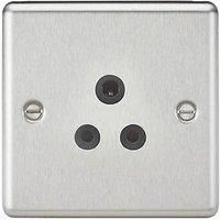 KNIGHTSBRIDGE CL5ABC 5A Unswitched Socket-Rounded Edge Brushed Chrome Finish with Black Insert