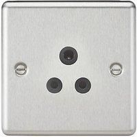 KNIGHTSBRIDGE CL5ABC 5A Unswitched Socket-Rounded Edge Brushed Chrome Finish with Black Insert
