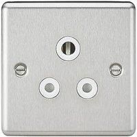 KNIGHTSBRIDGE CL5ABCW 5A Unswitched Socket-Rounded Edge Brushed Chrome Finish with White Insert
