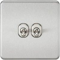 Knightsbridge SF2TOG Screwless 10A 2G 2-Way Toggle Switch - Brushed Chrome, 5.0 mm*87.5 mm*87.5 mm