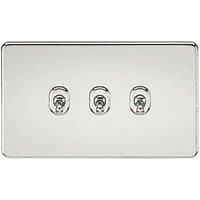 KnightsBridge Screwless 10AX 3G 2-Way Toggle Switch - Polished Chrome