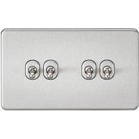 KnightsBridge Screwless 10AX 4G 2-Way Toggle Switch - Brushed Chrome