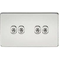 Knightsbridge Screwless 10A 4G 2-Way Toggle Switch - Polished Chrome