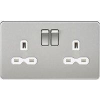 Knightsbridge Screwless Flatplate light switches & sockets BRUSHED CHROME range