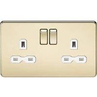 Knightsbridge Screwless Flatplate light switches & sockets POLISHED BRASS range