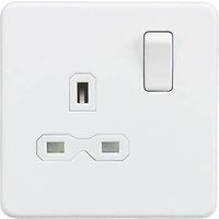 KnightsBridge Screwless 13A 1G DP switched socket - Matt white with white insert