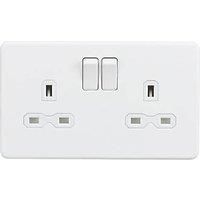 Knightsbridge SFR9000MW Screwless Double Switched Socket-Matt White, 230 V