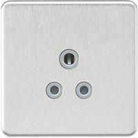 KnightsBridge Screwless 5A Unswitched Round Socket - Brushed Chrome with Grey Insert