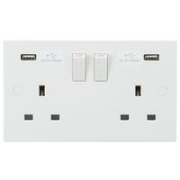 KnightsBridge 13A 2G Switched Socket with Dual USB Charger 5V DC 3.1A