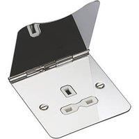 KnightsBridge 13A 1 Gang UK 3 Pin Unswitched Flat Plate Floor Socket - Polished Chrome
