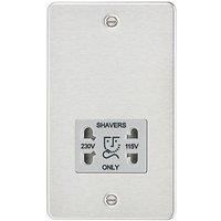 KnightsBridge Flat plate 115/230V dual voltage shaver socket - brushed chrome with grey insert