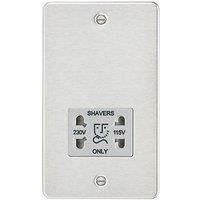 KnightsBridge Flat plate 115/230V dual voltage shaver socket - brushed chrome with grey insert