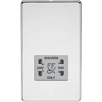 KnightsBridge Screwless 115/230V Dual Voltage Shaver Socket - Polished Chrome with Grey Insert