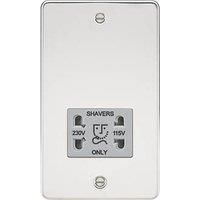 KnightsBridge Flat Plate 115/230V dual voltage shaver socket - polished chrome with grey insert