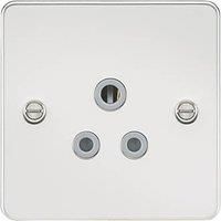 KnightsBridge Flat plate 5A unswitched socket - polished chrome with grey insert