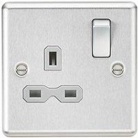 KNIGHTSBRIDGE BRUSHED CHROME ROUNDED EDGE Switches & Sockets ALL Inserts + USB