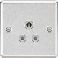 KNIGHTSBRIDGE BRUSHED CHROME ROUNDED EDGE Switches & Sockets ALL Inserts + USB