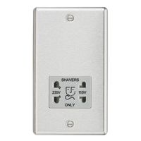 Knightsbridge CL89BCG Round Edge Dual Voltage Shaver Socket in Brushed Chrome with Grey Insert, Silver