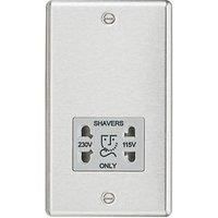 Knightsbridge CL89BCG Round Edge Dual Voltage Shaver Socket in Brushed Chrome with Grey Insert, Silver