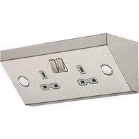Knightsbridge SKR008 13A 2G Mounting DP Switched Socket - Stainless Steel with grey insert, Silver