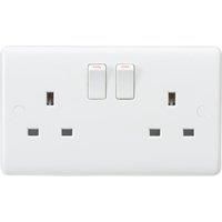 Knightsbridge CU9000S Curved Edge 13 A 2 Gang SP Switched Socket, 230 V, White