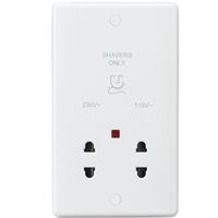 KnightsBridge Curved Edge Dual Voltage Shaver Socket with Neon