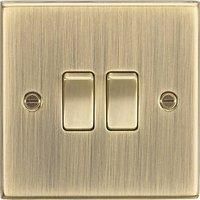 Knightsbridge 10A 2G 2 Way Plate Switch Square Edge Antique Brass