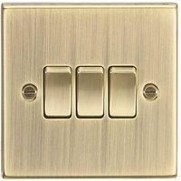 10AX 3G 2 Way Plate Switch - Square Edge Antique Brass CS4AB