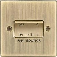 Knightsbridge CS11AB Antique Brass Square Edge 10A 3 Pole Fan Isolator Switch, 230 V