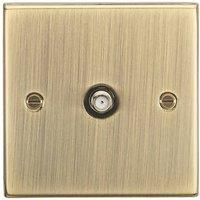 Knightsbridge CS015AB Square Edge Antique Brass Sat TV Outlet, 230 V