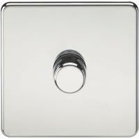 KnightsBridge Screwless 1G 2-way 10-200W (5-150W LED) trailing edge dimmer - Polished Chrome