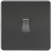 KnightsBridge Screwless 10AX 1G 2-Way Switch - Matt Black with black rocker