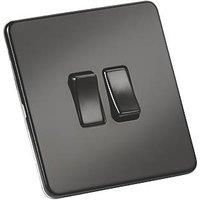 Knightsbridge SF3000MBB Screwless 2G 2-Way Switch Rockers, 230 V, Matt Black
