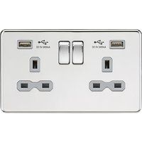 KNIGHTSBRIDGE POLISHED CHROME SCREWLESS Switches & Sockets ALL Inserts + USB