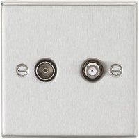 KNIGHTSBRIDGE BRUSHED CHROME SQUARE EDGE Switches & Sockets ALL Inserts + USB