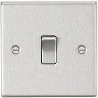 Knightsbridge Raised Square Edge CS2BC 10A 1 Gang 2 Way Switch Brushed Chrome