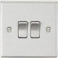 Knightsbridge CS3BC 10AX 2G 2-Way Plate Switch - Square Edge Brushed Chrome, 10.5 mm*89.0 mm*89.0 mm
