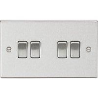 KNIGHTSBRIDGE BRUSHED CHROME SQUARE EDGE Switches & Sockets ALL Inserts + USB