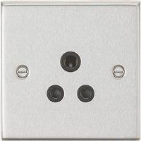 5A Unswitched Socket - Square Edge Brushed Chrome Finish with Black Insert