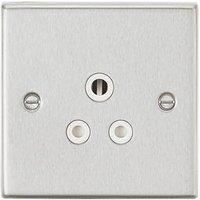 KnightsBridge 5A Unswitched Socket - Square Edge Brushed Chrome Finish with White Insert