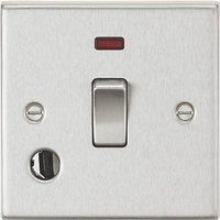 KnightsBridge 20A 1G DP Switch with Neon & Flex Outlet - Square Edge Brushed Chrome