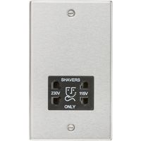 Knightsbridge CS89BC Square Edge Dual Voltage Shaver Socket in Brushed Chrome with Black Insert, 10.5 mm*149.3 mm*89.0 mm