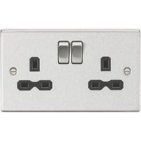 KNIGHTSBRIDGE BRUSHED CHROME SQUARE EDGE Switches & Sockets ALL Inserts + USB