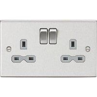 KNIGHTSBRIDGE BRUSHED CHROME SQUARE EDGE Switches & Sockets ALL Inserts + USB