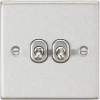 KnightsBridge 10AX 2G 2-Way Toggle Switch - Square Edge Brushed Chrome Finish